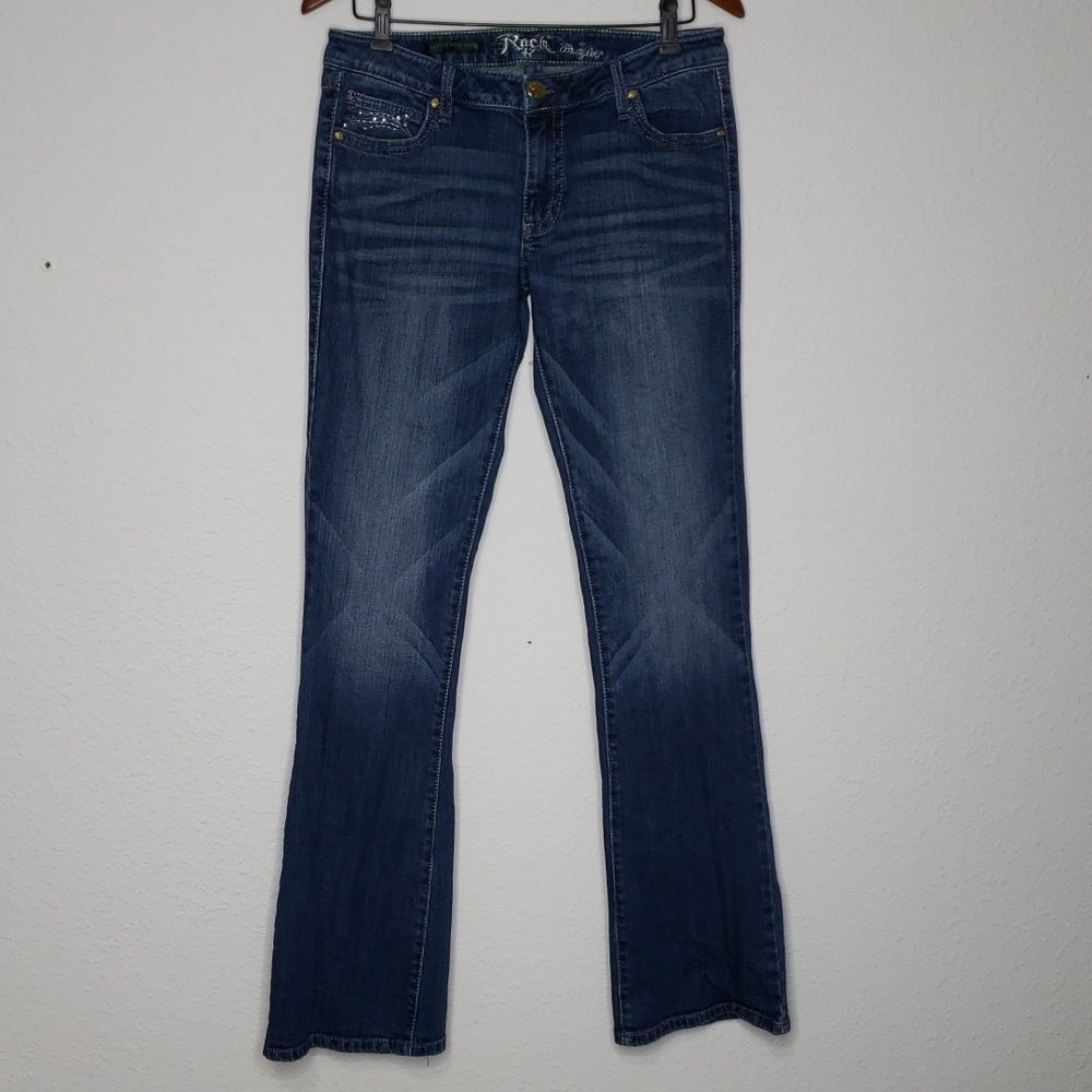 Wrangler Rockstar 47 Cotton Ultra Low Rise Boot Cut Jeans Size 7x36 Country Y2K